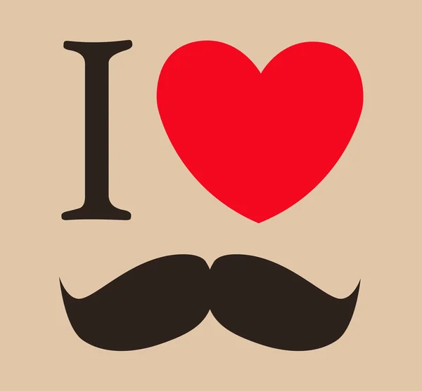 Print I love mustache. vector illustration template for design — Stock Vector