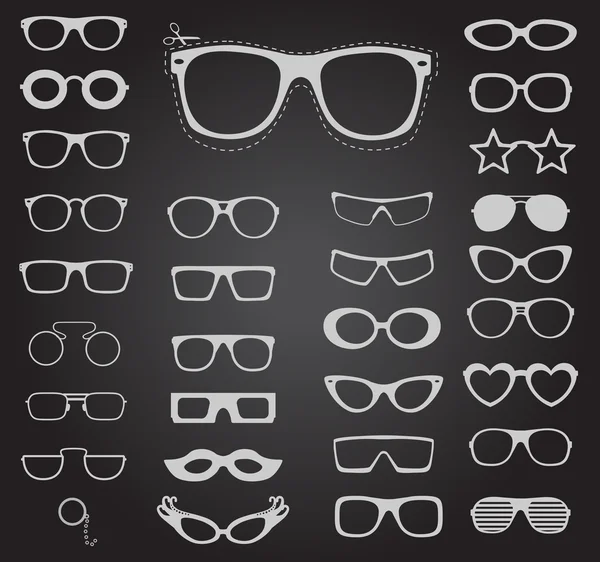 Set van zonnebrillen en brillen. Vectorillustratie. — Stockvector