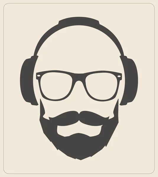 Hipster Stil kümesi, gözlük, bıyıklar, kulaklık resimde arka plan soyut. vektör düz şablonu — Stok Vektör