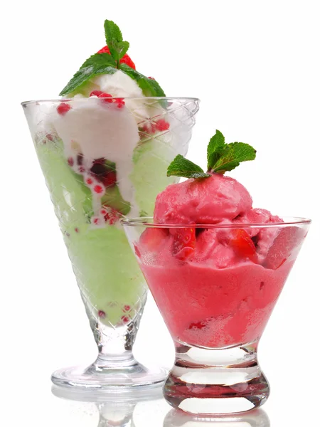Ice Creams  in glasses — Stock Photo, Image