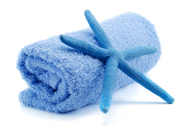 Blue Towel with Starfish — Stock Photo, Image