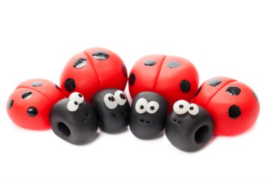 Polimer kil yapılan ladybirds