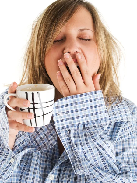 Fille avec café du matin — Photo