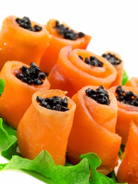 Salmon Rolls with Caviar — Stock Photo, Image