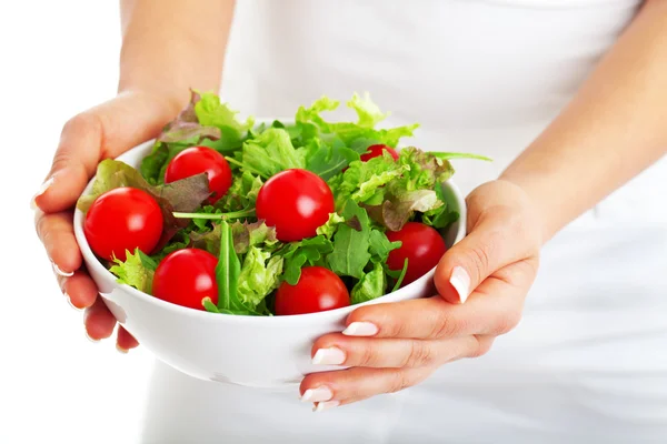 Ensaladera en manos de mujer —  Fotos de Stock