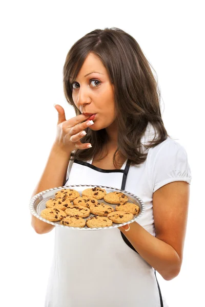 Donna con biscotti fatti in casa — Foto Stock