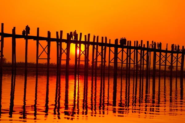 U Bein Köprüsü, Mandalay, Myanmar — Stok fotoğraf