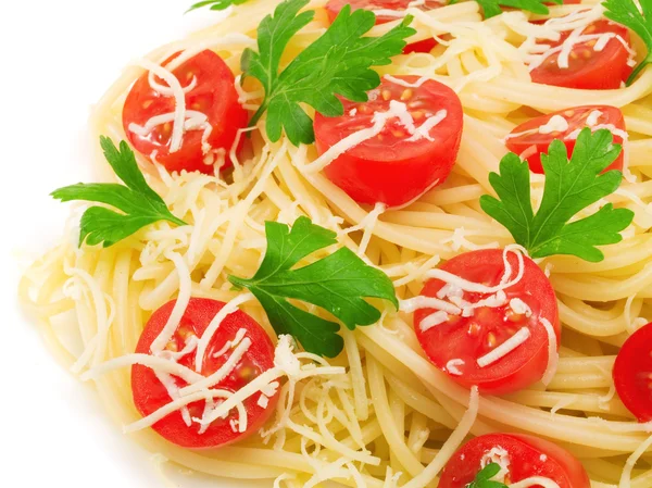 Spaghetti med körsbärstomater — Stockfoto