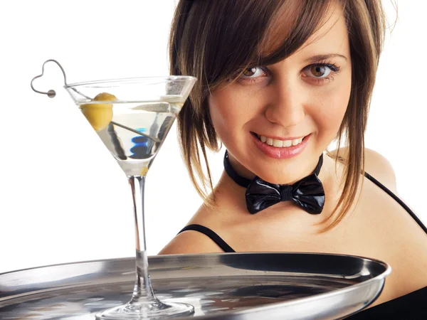 Giovane donna con martini — Foto Stock