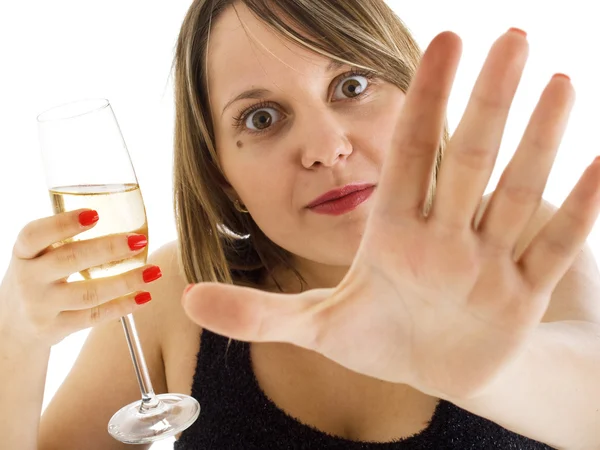 Vrouw vieren met de champagne — Stockfoto