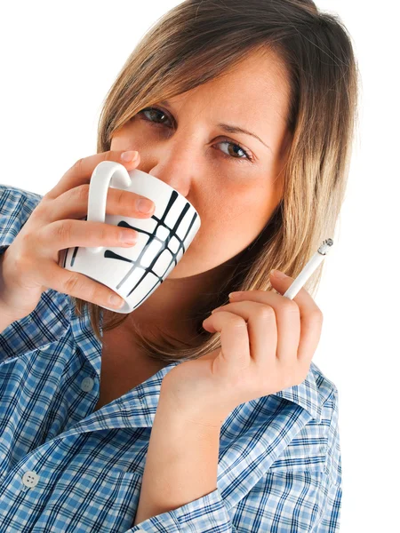 Mujer con café de la mañana — Foto de Stock