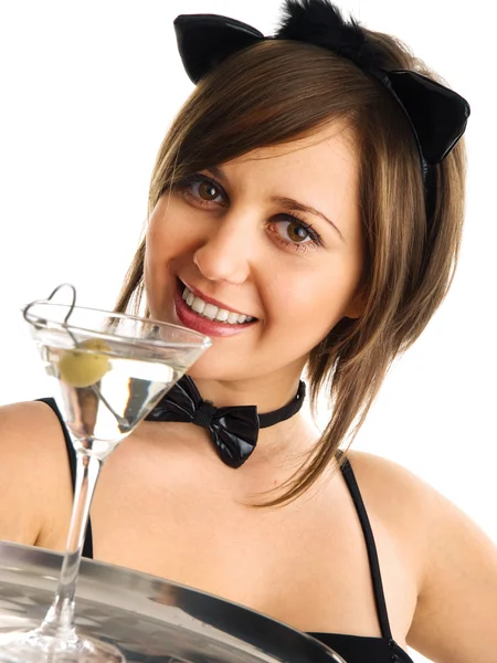 Junge Frau mit Martini — Stockfoto