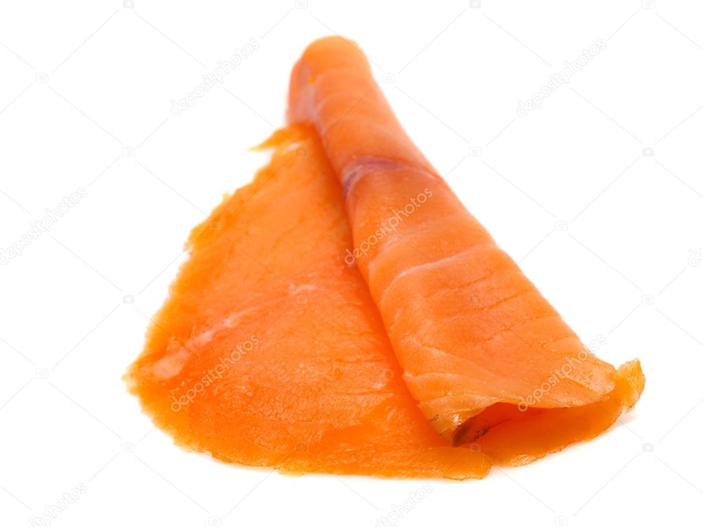 Smoked salmon isolated on white