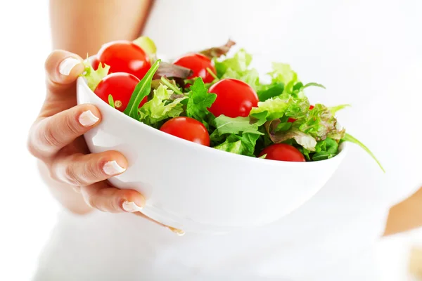 Ensaladera en manos de mujer —  Fotos de Stock