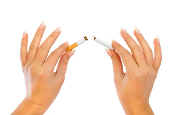 Hands Breaking  cigarette — Stock Photo, Image