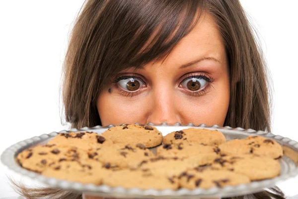 Young woman with homemade cookies — Stock Photo, Image