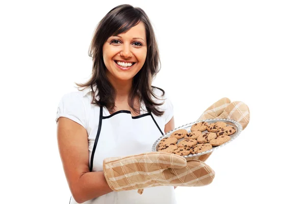 Jonge vrouw met zelfgemaakte cookies — Stockfoto