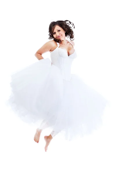 Young bride jumping — Stock Photo, Image