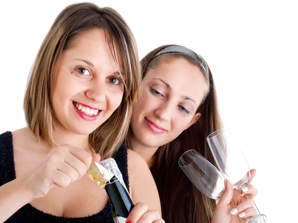 Women celebrating with champagne — Stock Photo, Image