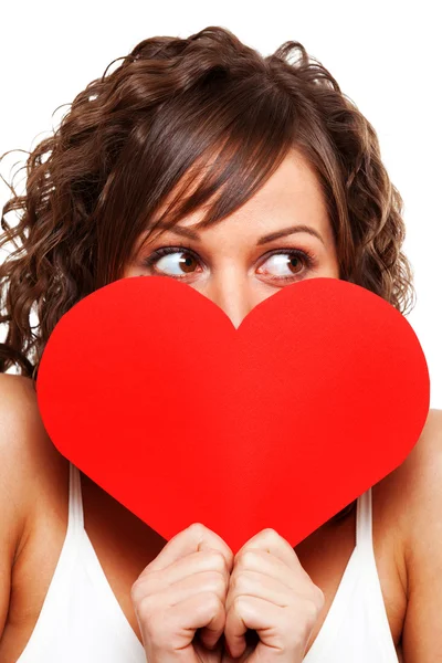 Woman holding  paper heart — Stock Photo, Image