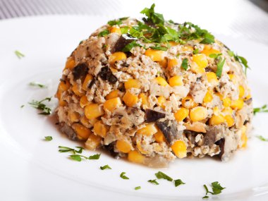 Yumurta ve patlıcan ile beyaz Mısır