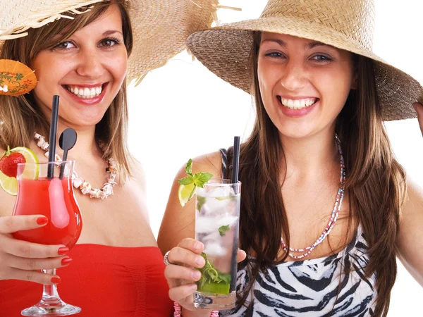 Two girls drinking cocktails — Stock Photo, Image