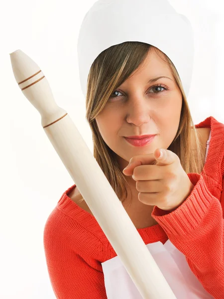 Chef with rolling pin — Stock Photo, Image