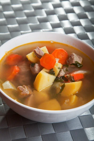 Veal soup with vegetables — Stock Photo, Image