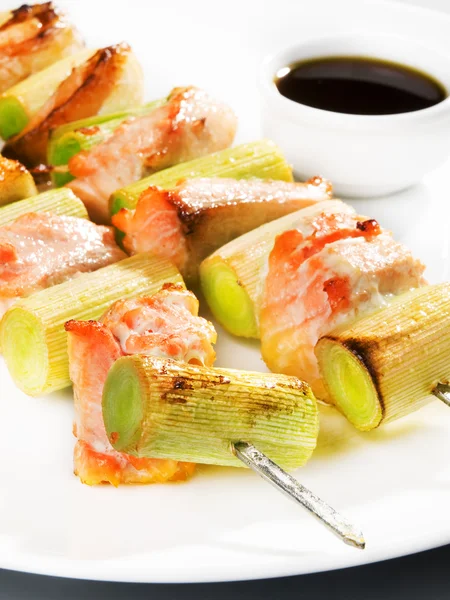 Grilled Salmon skewers — Stock Photo, Image