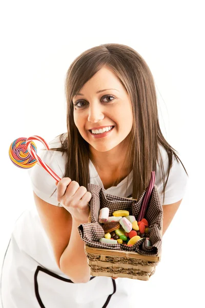 Femme chef avec des bonbons — Photo