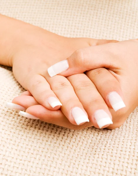 Woman's french manicure — Stock Photo, Image