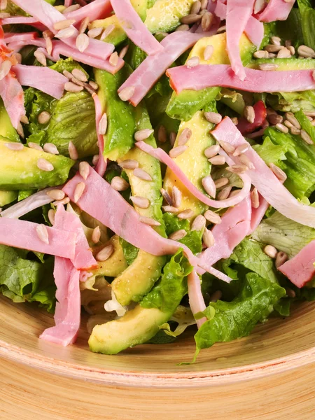 Salad with avocado and ham — Stock Photo, Image