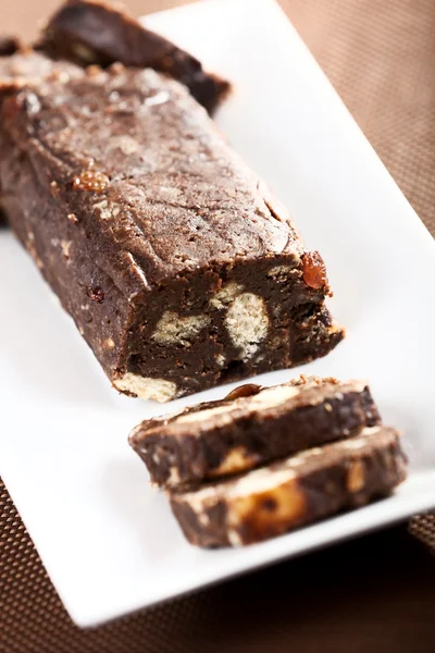 Chocolade Sweet salami — Stockfoto