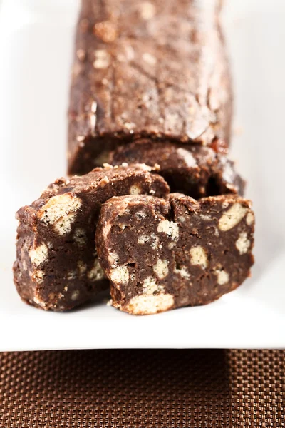 Salami de chocolate dulce — Foto de Stock