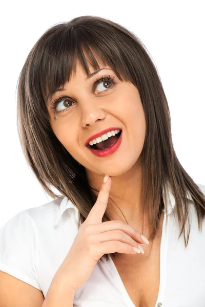 Cheerful woman having exciting idea — Stock Photo, Image