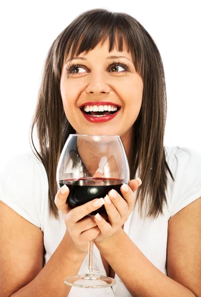 Giovane donna che beve vino rosso — Foto Stock