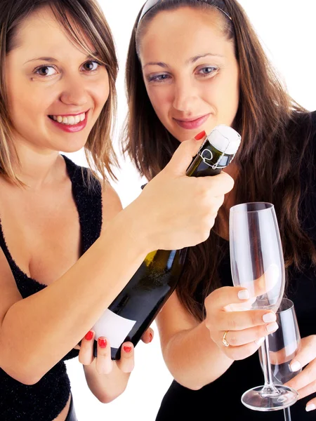 Mulheres comemorando com champanhe — Fotografia de Stock