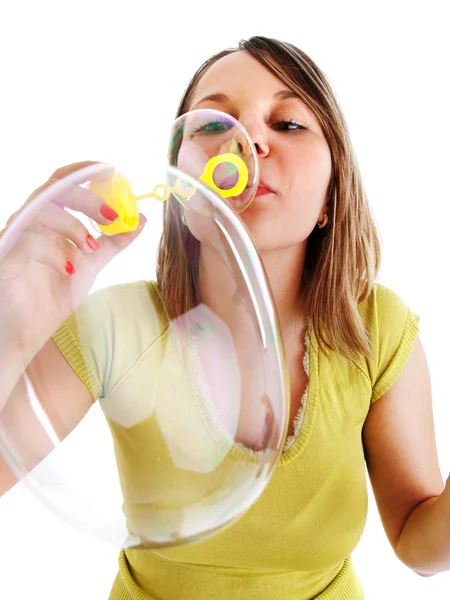 Ragazza soffiando bolle — Foto Stock