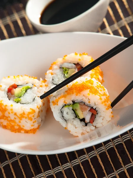 Portion Uramaki sushi — Stock Photo, Image