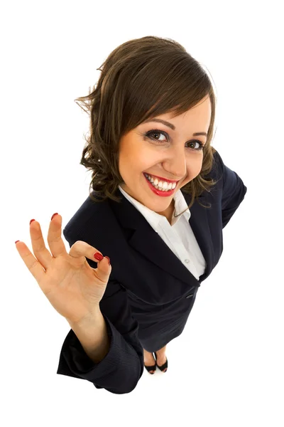 Businesswoman shows ok sign — Stock Photo, Image