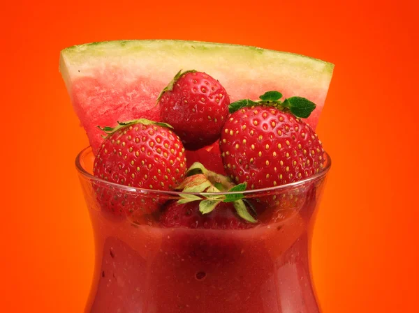 Jordgubb och vattenmelon Smoothie — Stockfoto