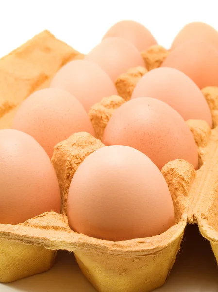 Raw eggs in box — Stock Photo, Image