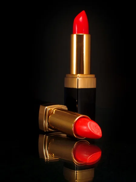 Two Lipsticks on black — Stock Photo, Image
