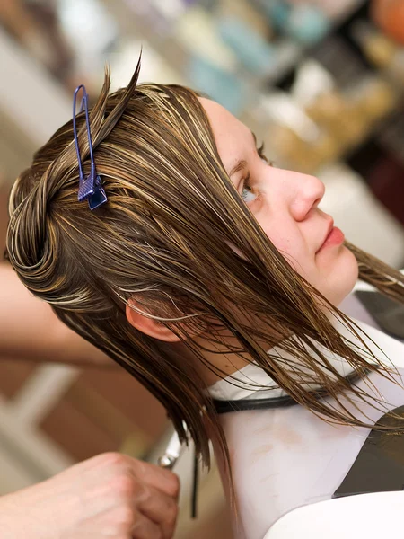 Corte de cabello en el estudio de cabello —  Fotos de Stock