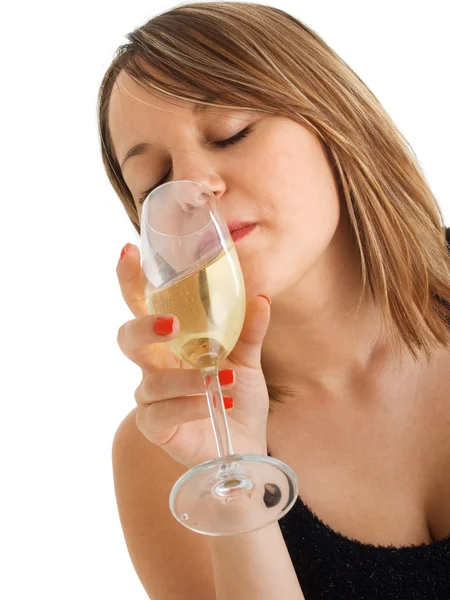 Attraktiva flicka med champagne — Stockfoto