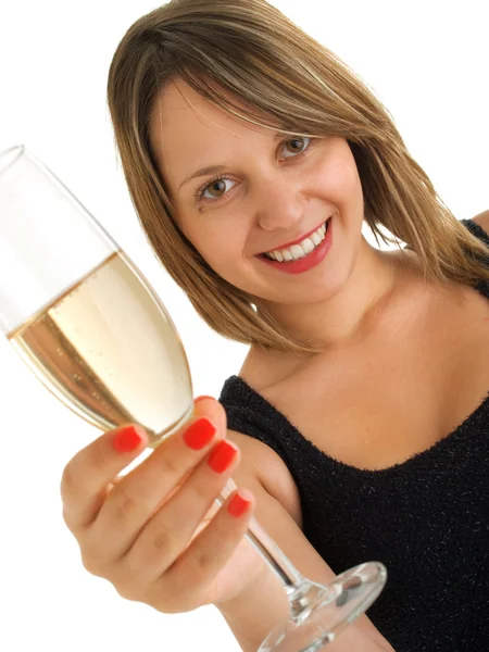 Ragazza attraente con champagne — Foto Stock