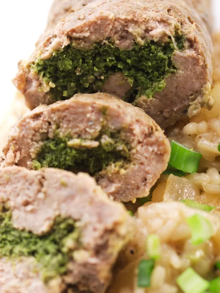 Roulade com risoto e carne — Fotografia de Stock