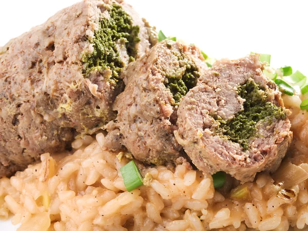 Roulade con risotto e carne — Foto Stock