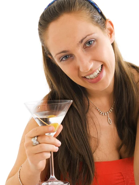 Beautiful woman with martini — Stock Photo, Image