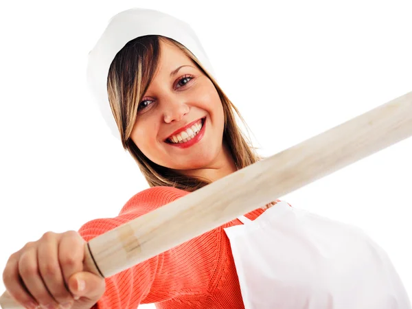 Chef with rolling pin — Stock Photo, Image